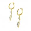 14K Yellow Gold Fancy Cut White Topaz & Diamond Drop Earrings