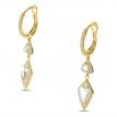 14K Yellow Gold Fancy Cut White Topaz & Diamond Drop Earrings