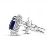 14K White Gold Round Sapphire and Diamond Halo Precious Earrings