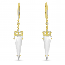 14K Yellow Gold Trilliant White Topaz Dangle Earring