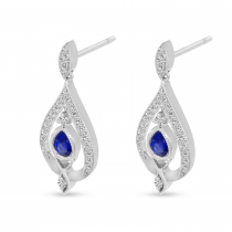 14K White Gold Sapphire Pear Teardrop Earrings