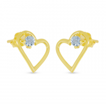 14K Yellow Gold Aquamarine Open Heart Birthstone Earrings