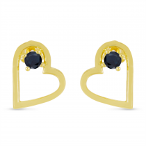 14K Yellow Gold Sapphire Open Heart Birthstone Earrings