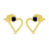14K Yellow Gold Sapphire Open Heart Birthstone Earrings