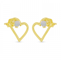 14K Yellow Gold Opal Open Heart Birthstone Earrings