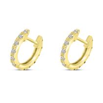 14K Yellow Gold Half Ruby Half Diamond Reversible Precious Huggies