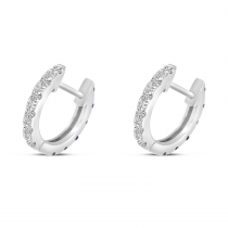 14K White Gold Sapphire & Diamond Reversible Huggie Earrings