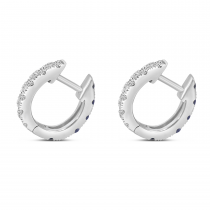 14K White Gold Sapphire & Diamond Reversible Huggie Earrings