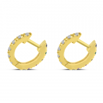 14K Yellow Gold Rainbow Sapphire & Diamond Reversible Huggie Earrings