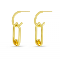 14K Yellow Gold Semi Citrine Elongated Link Earrings