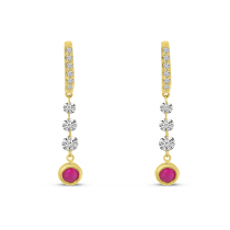 14K Yellow Gold Dashing Diamond Precious Bezel Dangle Earrings