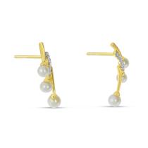 14K Yellow Gold Diamond and Pearl Cascading Earrings