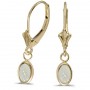14k Yellow Gold Oval Opal Bezel Lever-back Earrings