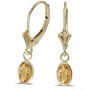 14k Yellow Gold Oval Citrine Bezel Lever-back Earrings