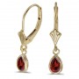 14k Yellow Gold Pear Garnet Bezel Lever-back Earrings