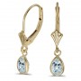 14k Yellow Gold Pear Aquamarine Bezel Lever-back Earrings