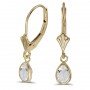 14k Yellow Gold Pear White Topaz Bezel Lever-back Earrings