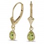 14k Yellow Gold Pear Peridot Bezel Lever-back Earrings