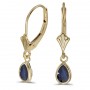 14k Yellow Gold Pear Sapphire Bezel Lever-back Earrings