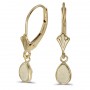 14k Yellow Gold Pear Opal Bezel Lever-back Earrings