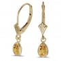 14k Yellow Gold Pear Citrine Bezel Lever-back Earrings