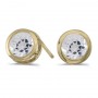 14k Yellow Gold Round White Topaz Bezel Stud Earrings