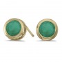14k Yellow Gold Round Emerald Bezel Stud Earrings