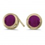 14k Yellow Gold Round Ruby Bezel Stud Earrings