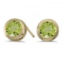 14k Yellow Gold Round Peridot Bezel Stud Earrings