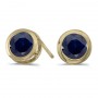 14k Yellow Gold Round Sapphire Bezel Stud Earrings