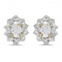 10k Yellow Gold Oval White Topaz And Diamond Earrings