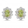 10k Yellow Gold Oval Peridot And Diamond Earrings