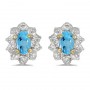 10k Yellow Gold Oval Blue Topaz And Diamond Earrings