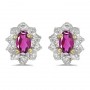 10k Yellow Gold Oval Pink Topaz And Diamond Earrings