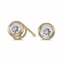 14k Yellow Gold Round White Topaz Bezel Stud Earrings