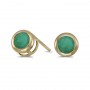 14k Yellow Gold Round Emerald Bezel Stud Earrings