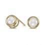 14k Yellow Gold Pearl Bezel Stud Earrings