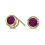 14k Yellow Gold Round Ruby Bezel Stud Earrings