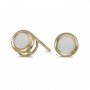 14k Yellow Gold Round Opal Bezel Stud Earrings