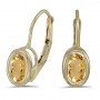 14K Yellow Gold Oval Citrine Bezel Lever-back Earrings