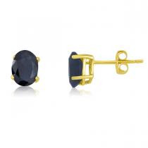 14K Yellow Gold Oval Sapphire Earrings