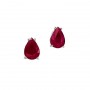 14K White Gold Pear Ruby Earrings
