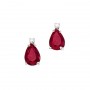 14K White Gold Pear Ruby and Diamond Earrings