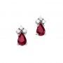 14K White Gold Pear Ruby and Diamond Earrings