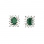 14K Yellow Gold Emerald-Cut Emerald and Diamond Earrings