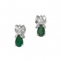 14K White Gold Pear Emerald and Diamond Earrings