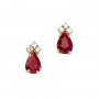 14K Yellow Gold Pear Ruby and Diamond Earrings