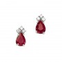 14K White Gold Pear Ruby and Diamond Earrings