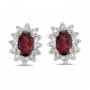 14k Yellow Gold Oval Garnet And Diamond Earrings