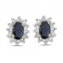 14k Yellow Gold Oval Sapphire And Diamond Earrings